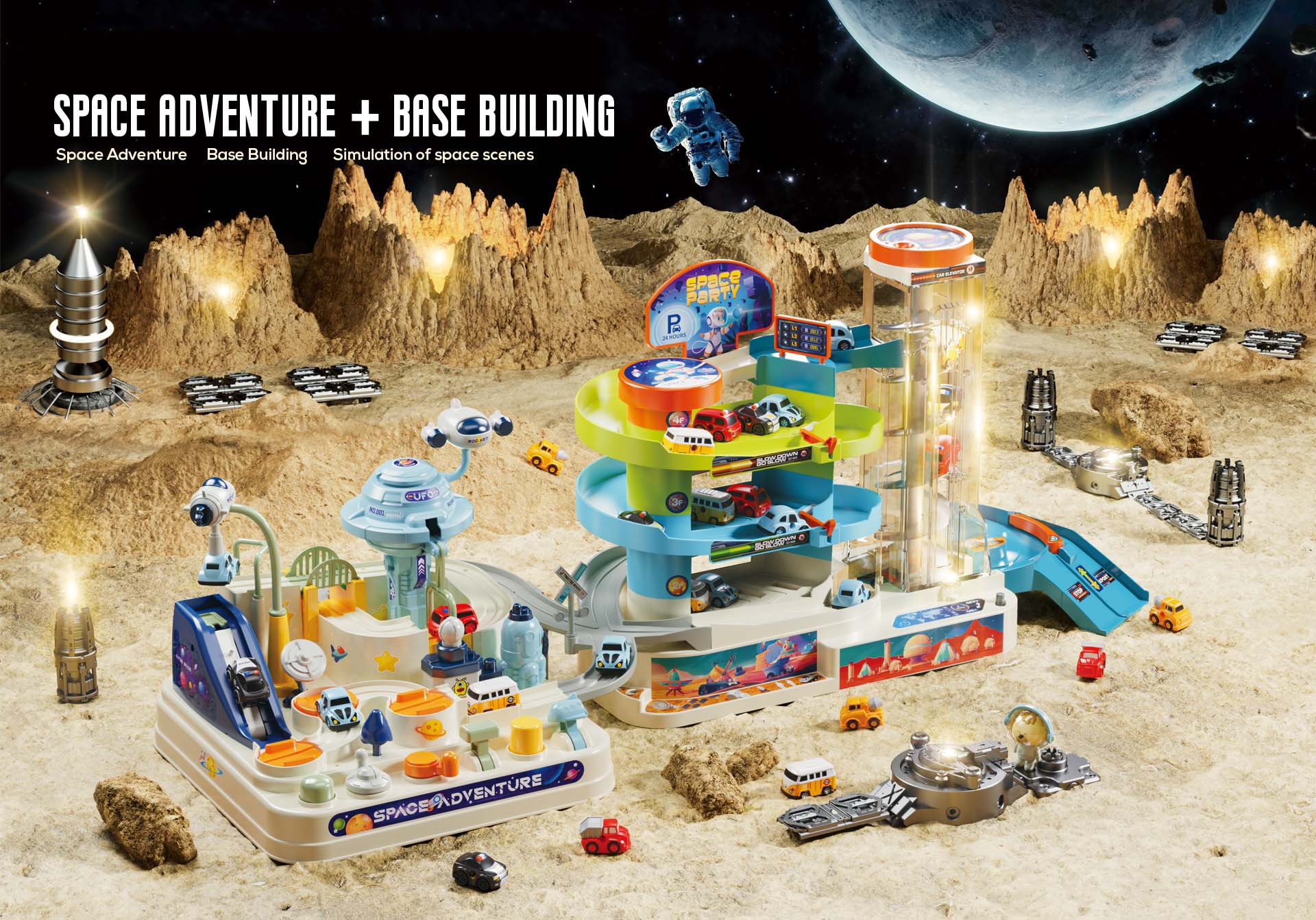 ⁣space adventure + base building